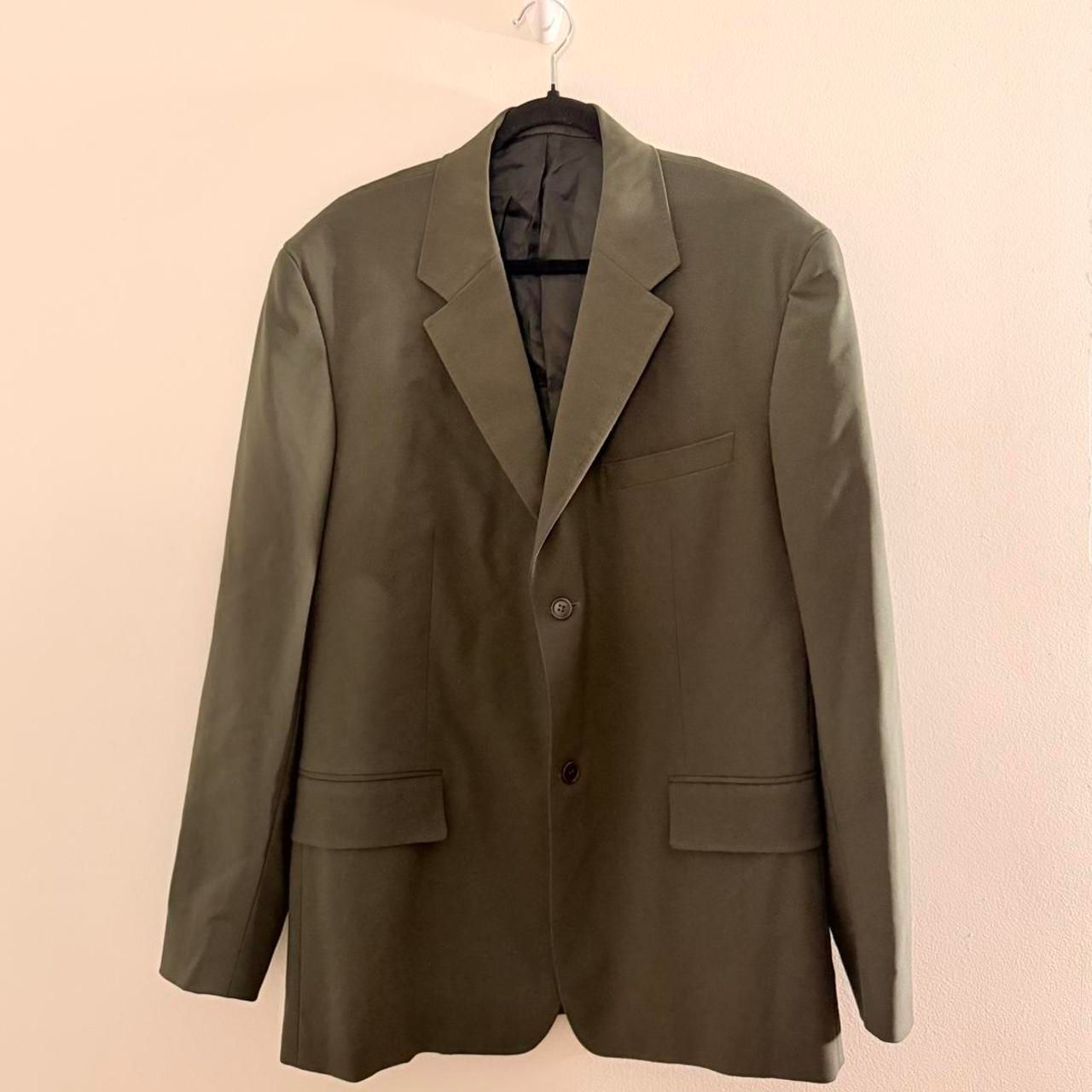 Vintage Classic Canali Designer Wool Suit Olive Green Brown Single Breast Blazer